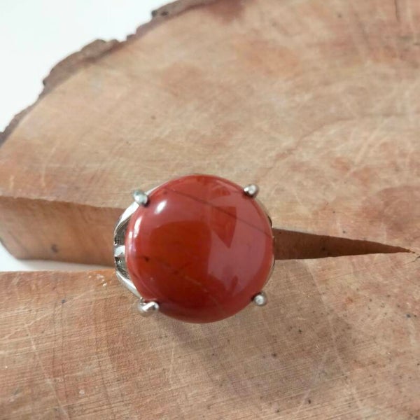 Anello tondo regolabile Diaspro Rosso