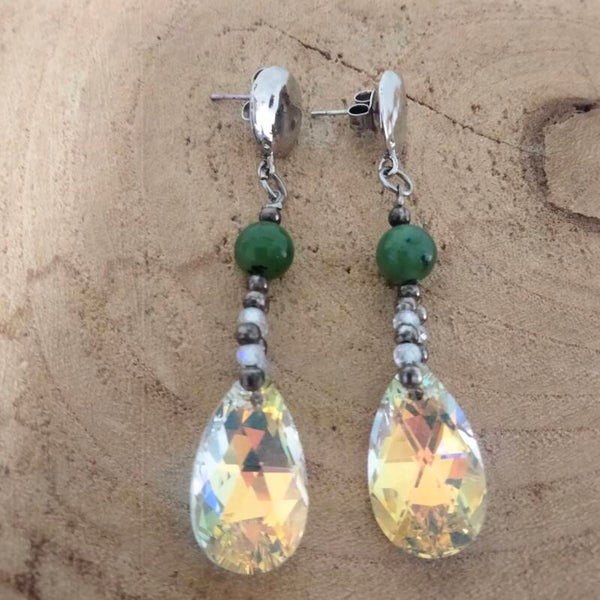 Orecchini Giada Nefrite e Swarovski