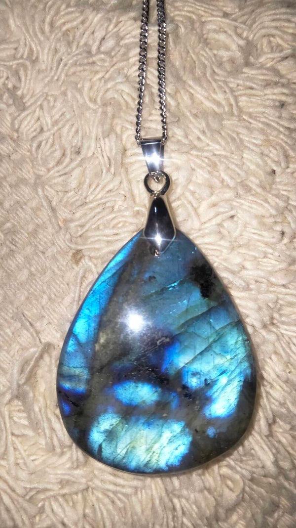Labradorite goccia forata ciondolo collana