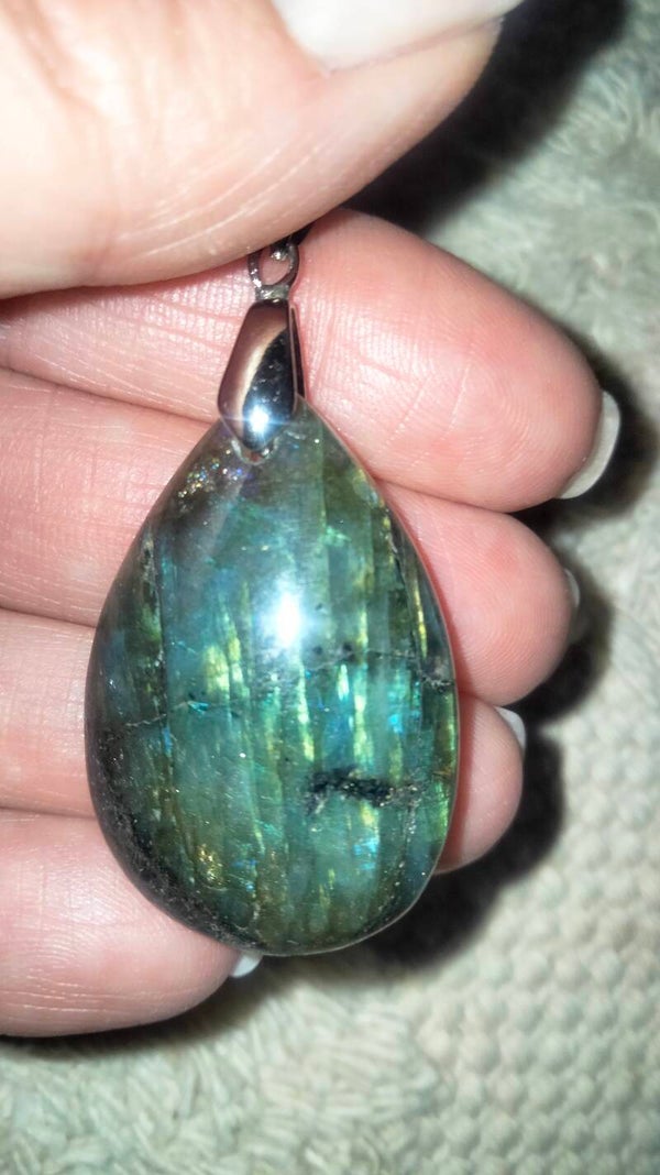 Labradorite burattata forata ciondolo collana
