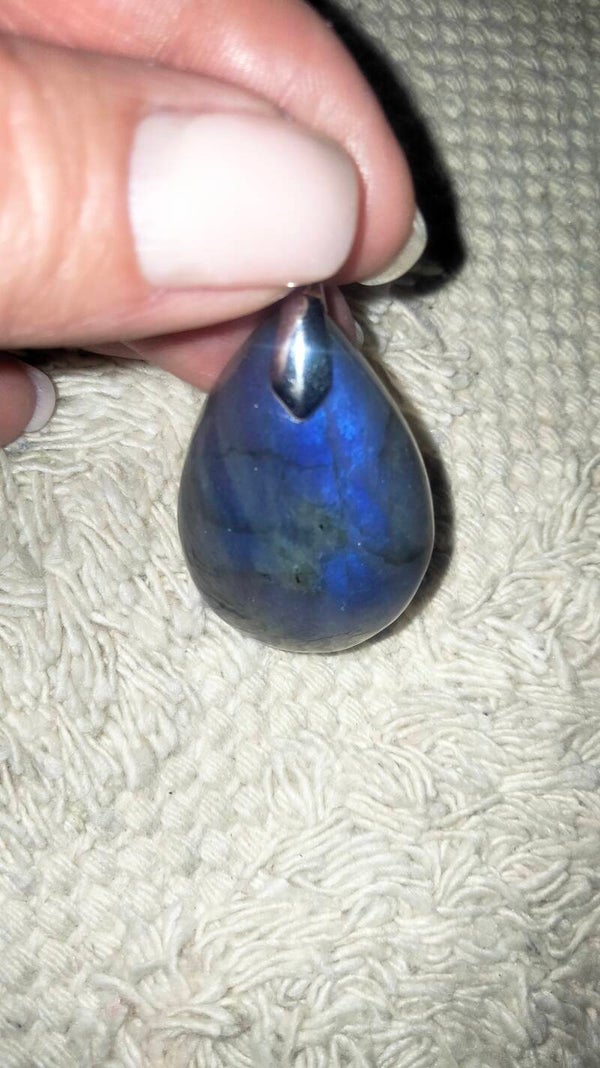 Labradorite burattata forata ciondolo collana