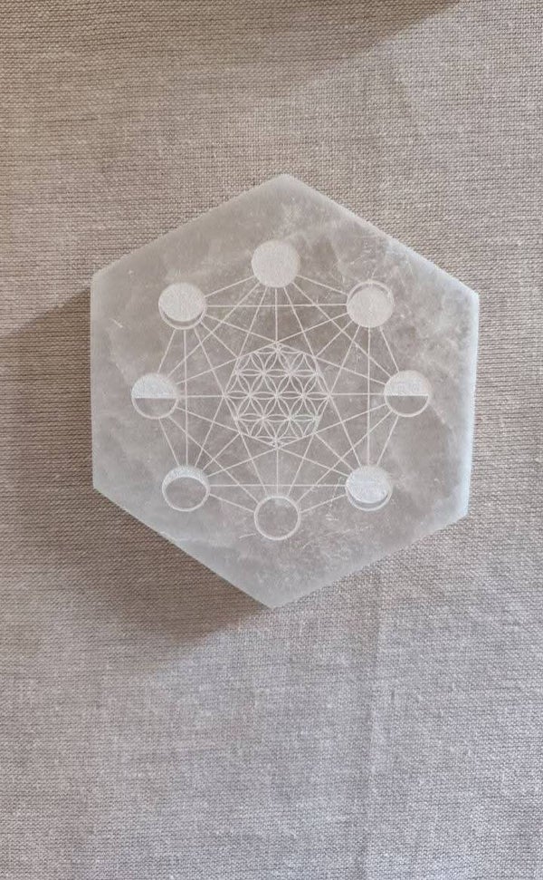 Esagono Selenite con Fasi Lunari