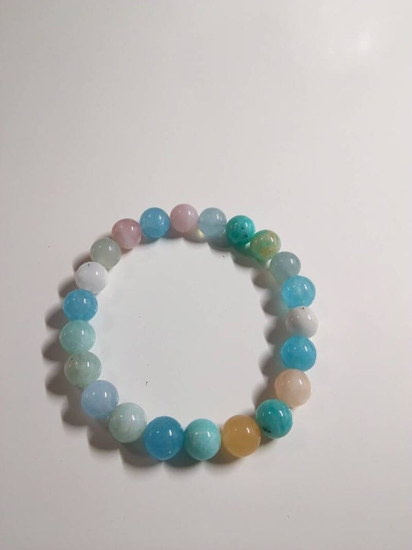 Acquamarina Multicolor in elastico con Morganite