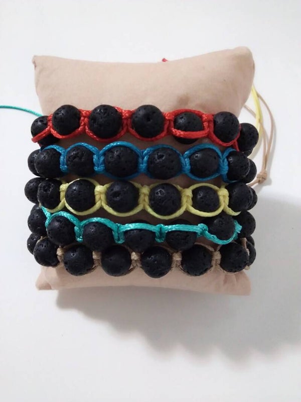 Pietra Lavica Shamballa Bracciale Regolabile