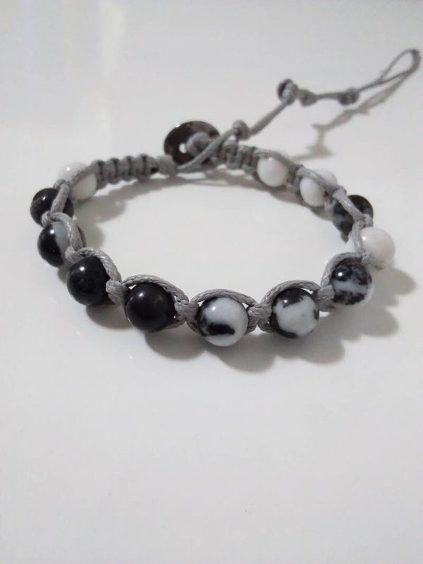 Diaspro Zebra Shamballa Bracciale Regolabile