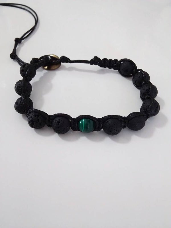 Malachite Shamballa Elemento Terra Bracciale regolabile