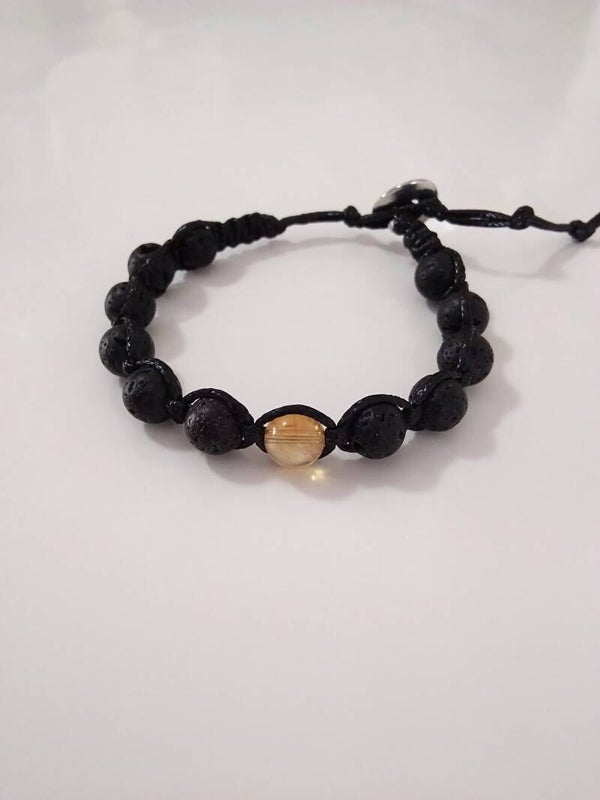 Citrino Shamballa Elemento Fuoco Bracciale Regolabile