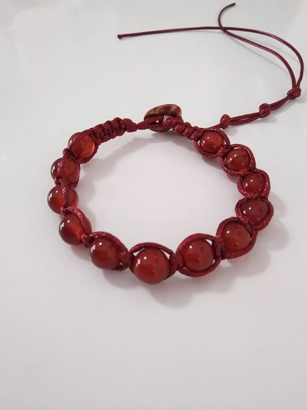 Agata Corniola Shamballa Bracciale Regolabile