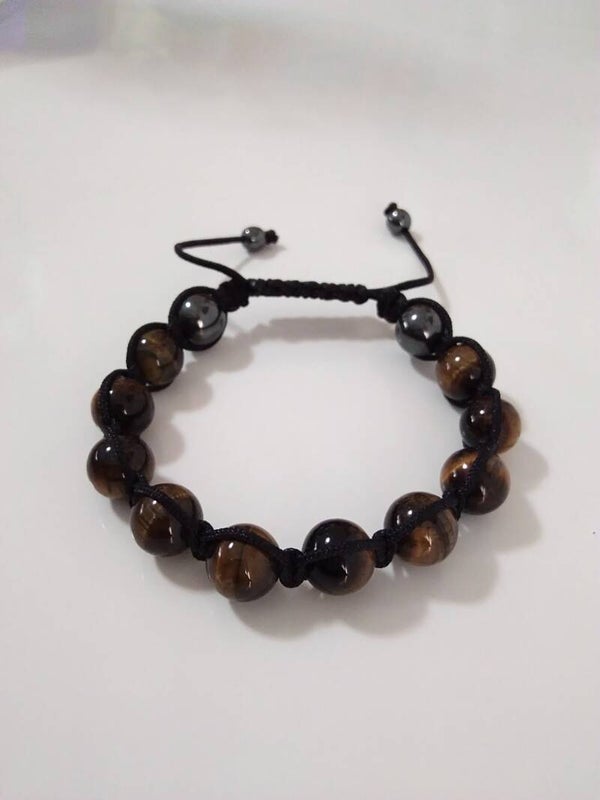 Occhio di Tigre e Ematite Shamballa Bracciale regolabile