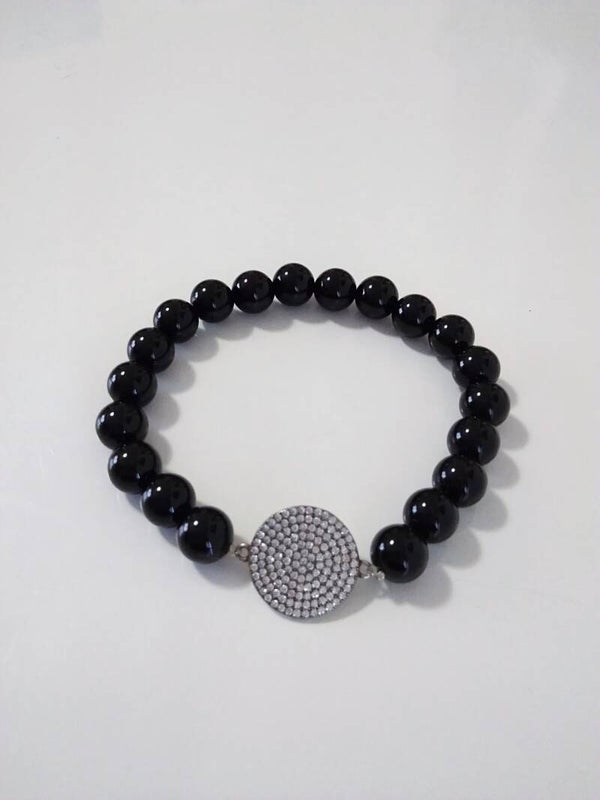 Onice Nero liscio bracciale in elastico