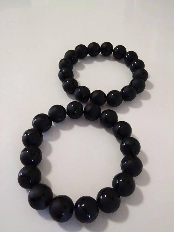 Onice Nero satinato bracciale in elastico