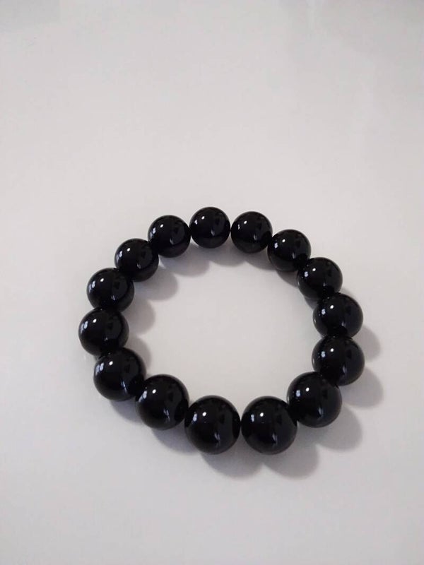Onice Nero liscio bracciale in elastico