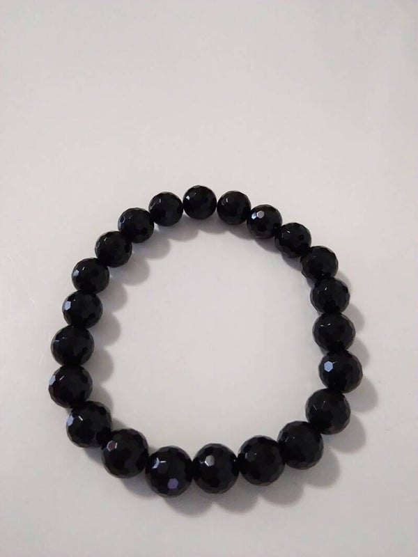 Onice Nero sfaccettato bracciale in elastico