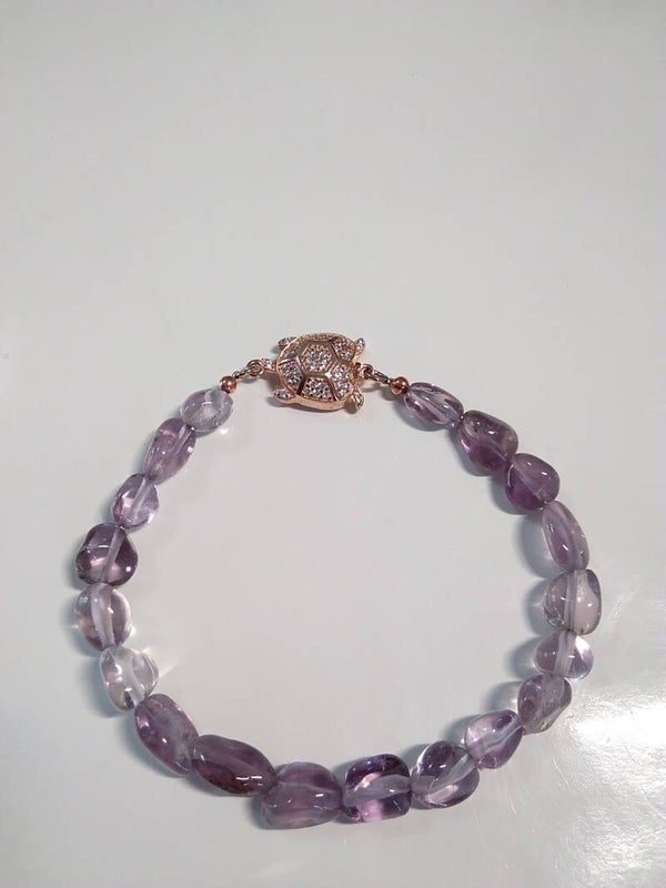 Ametrino bracciale in acciaio inox con chiusura in argento