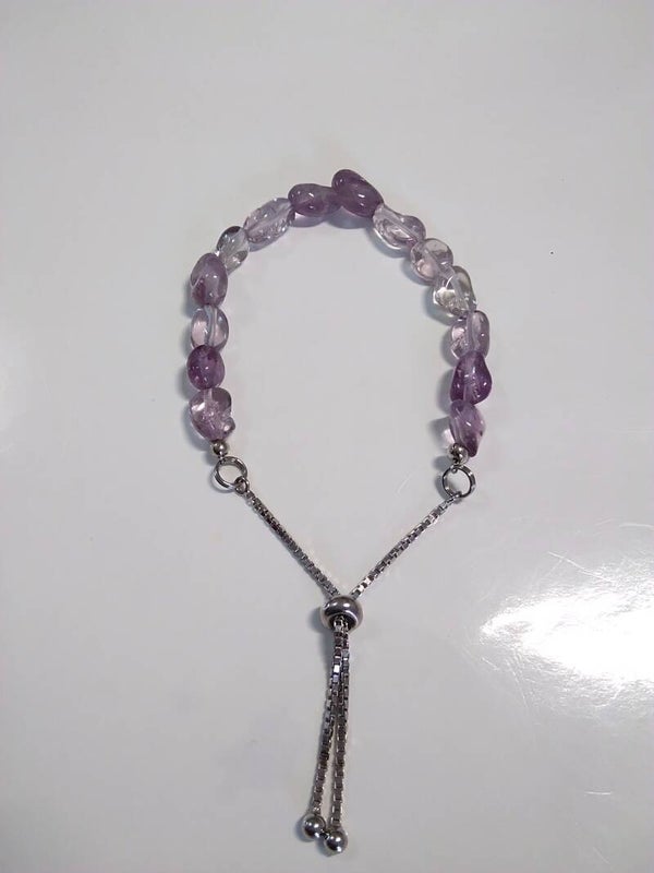 Ametrino bracciale regolabile in acciaio chiusura sali scendi in argento