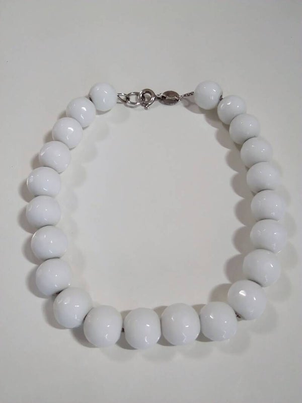 Agata Bianca sfaccettata bracciale in argento
