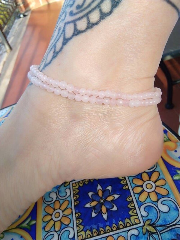 Quarzo Rosa sfaccettato Cavigliera