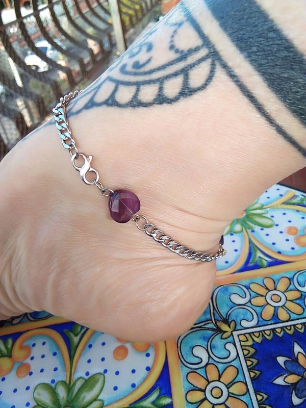 Ametista cuore Cavigliera