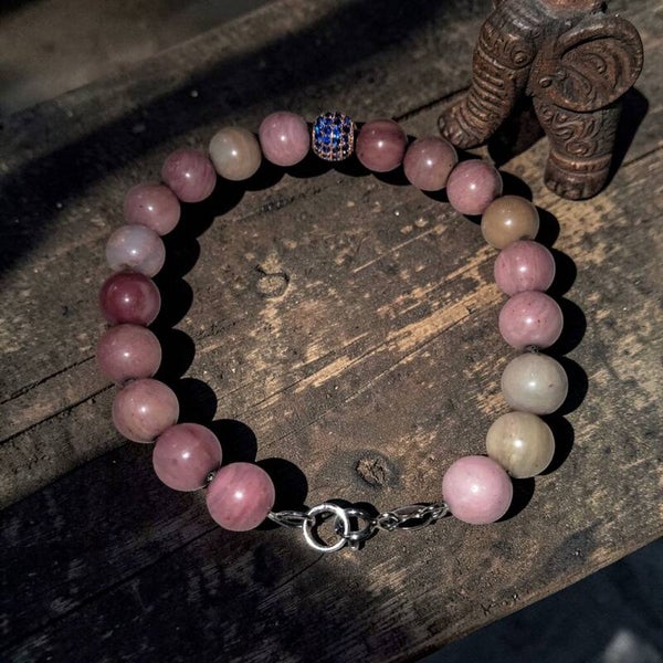 Rodonite bracciale in argento