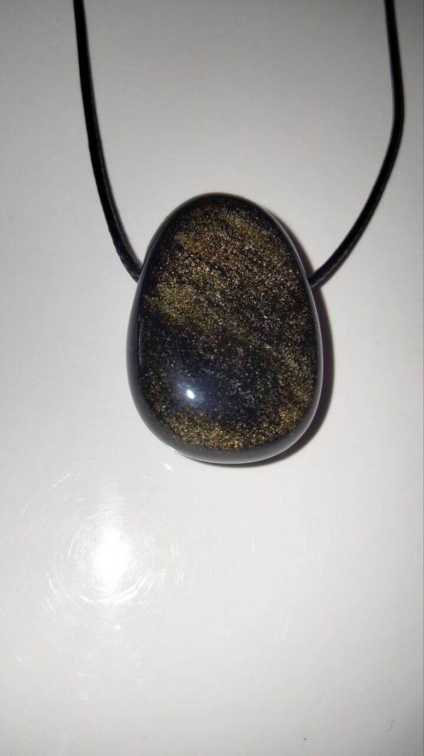 Ossidiana Gold goccia forato ciondolo