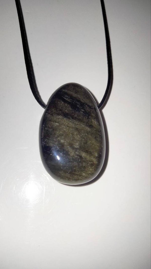 Ossidiana Gold goccia forato ciondolo