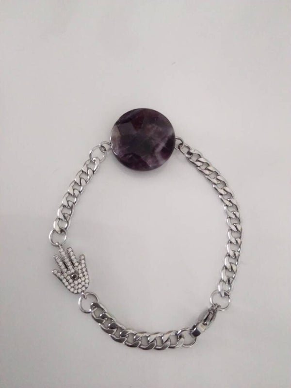 Ametista bracciale in acciaio