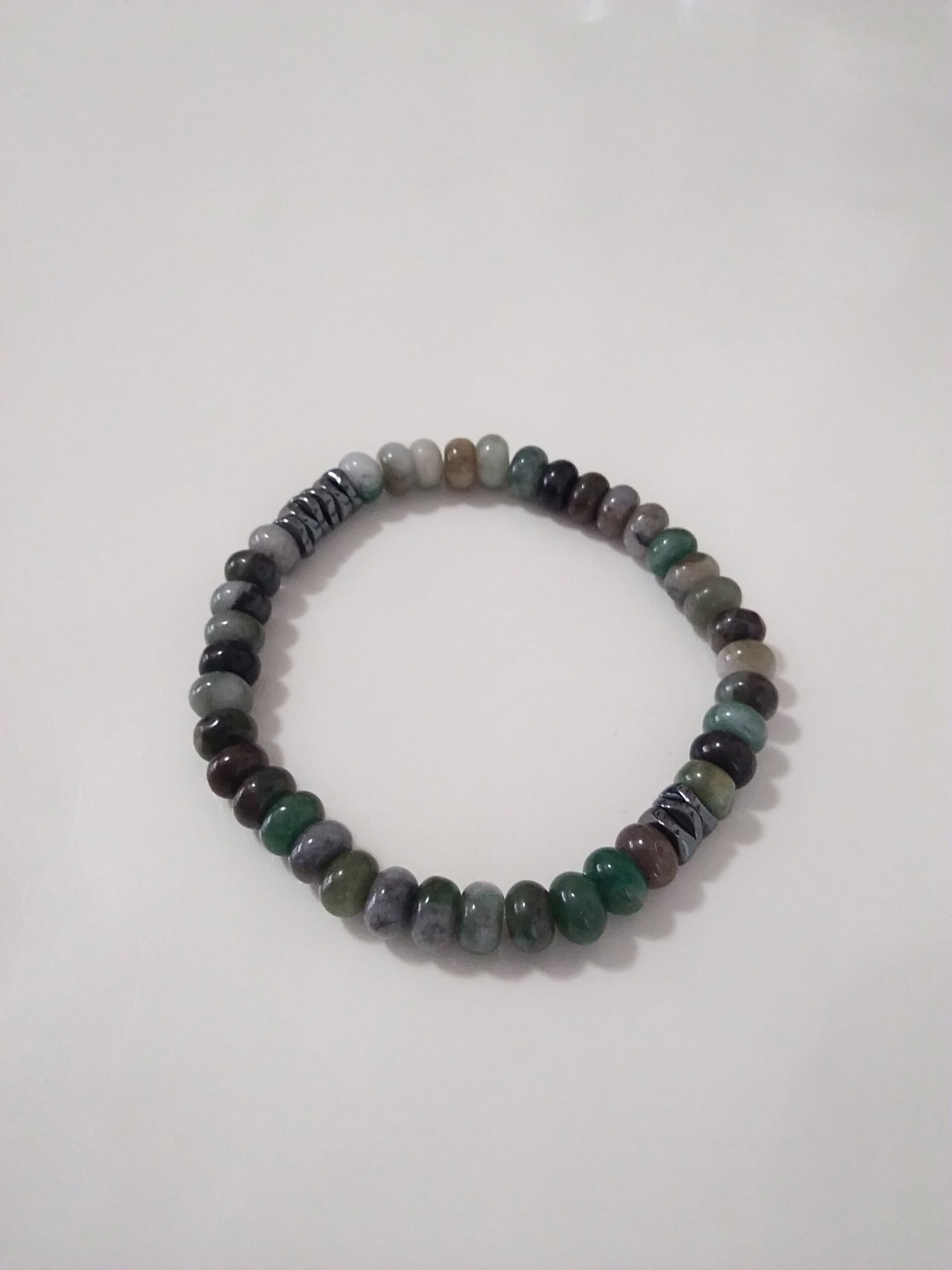 Agata Muschiata e distanziatori in Ematite rondelle bracciale in elastico