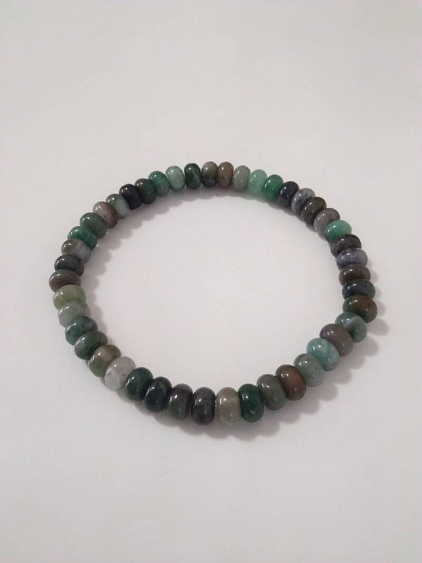 Agata Muschiata rondelle bracciale in elastico
