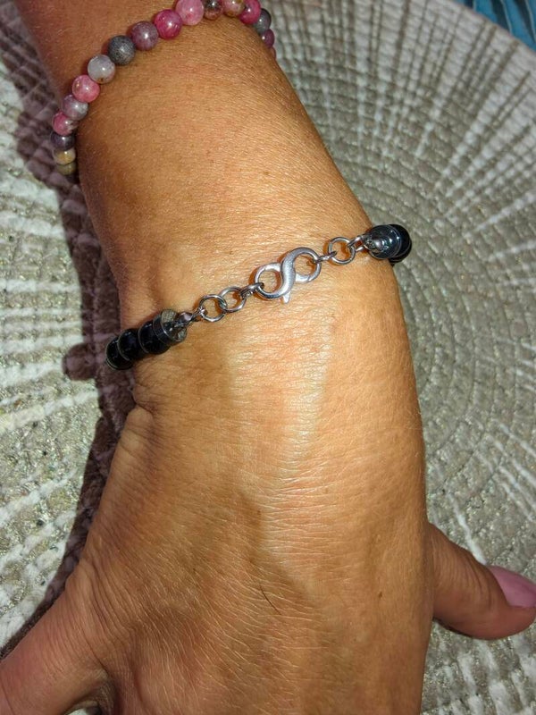 Tormalina nera bracciale i acciaio