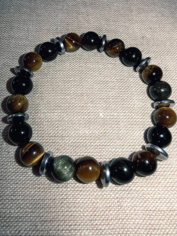 Ossidiana Gold Occhio di Tigre Ematite bracciale in elastico