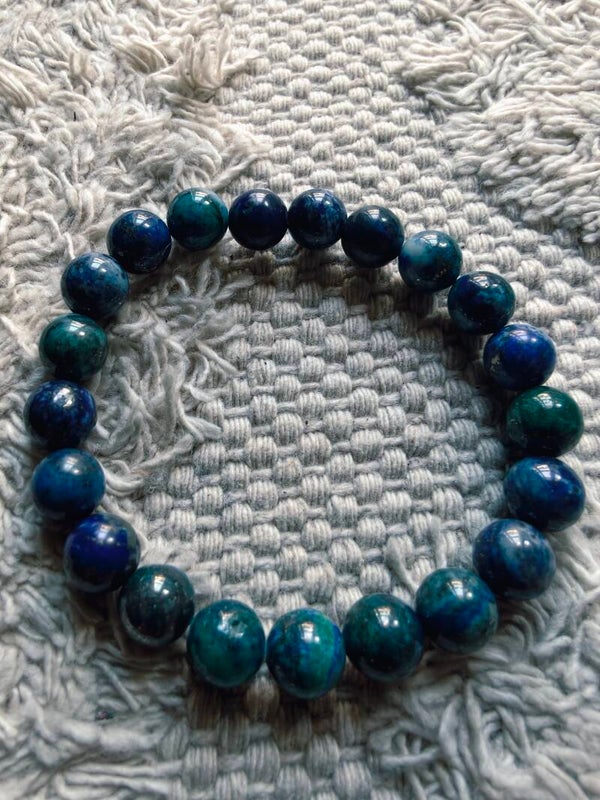 Crisocolla e azzurrite  bracciale in elastico