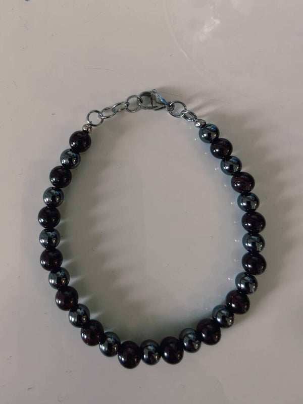 Granato e Ematite bracciale uomo