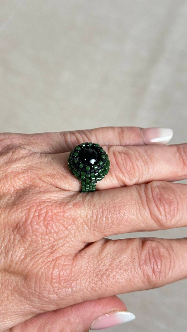 Anello Peyote Onice Nero