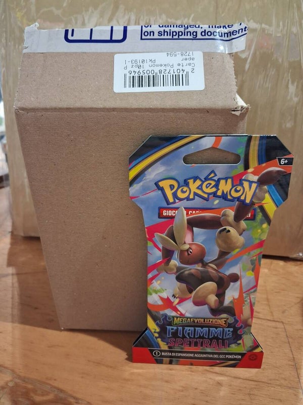 box 24 buste espansione pokemon megaevoluzione fiamme spettrali paper sleeves