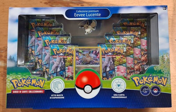 box pokemon go collezione evee lucente 8 buste espansione + promo italiano