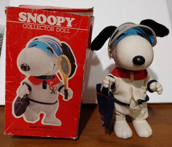 snoopy collector doll the tennis player (no.3403) 1958 made in korea boxato
