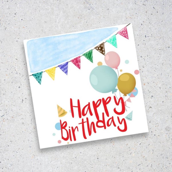 Tarjeta Happy Birthday con banderitas