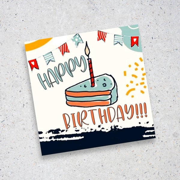 Tarjeta Happy Birthday con Tarta