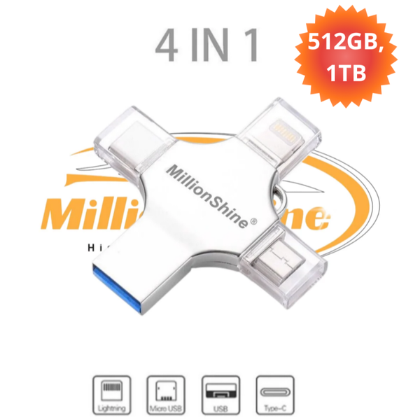 4 in 1 Usb Flash Drive 512GB - 1 TB USB-C / USB. 3.0 / Micro Usb