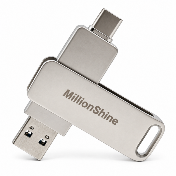 USB-C en USB-A Stick - 2 in 1 USB 3.2 Gen1 Dual Drive - Zakelijk en Prive Snelle Overdracht - Zilver