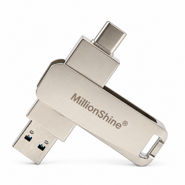 Dual USB-C en USB-A Stick - 2 in 1 USB 3.2 Gen1 Dual Drive - Zakelijk en Prive Snelle Overdracht - Flex Design Zilver