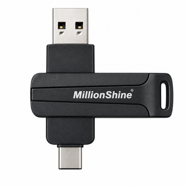 USB-C en USB-A Stick - 2 in 1 USB 3.2 Gen1 Solid State Dual Drive - Zakelijk en Prive Snelle Overdracht - Luxe Design Zwart