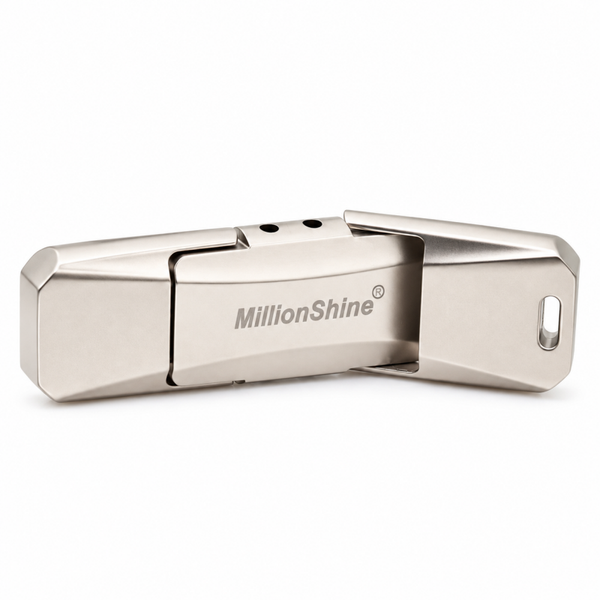 USB-C en USB-A Stick 3.2 Gen1 - 2 in 1 - 2640Mbps - Zakelijk en Prive Snelle Overdracht - Luxe Design Zilver