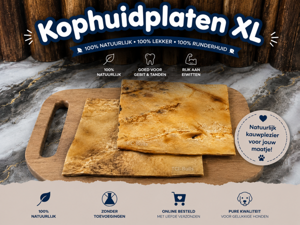 kophuidplaten xl - 100% natuurlijke hondensnack