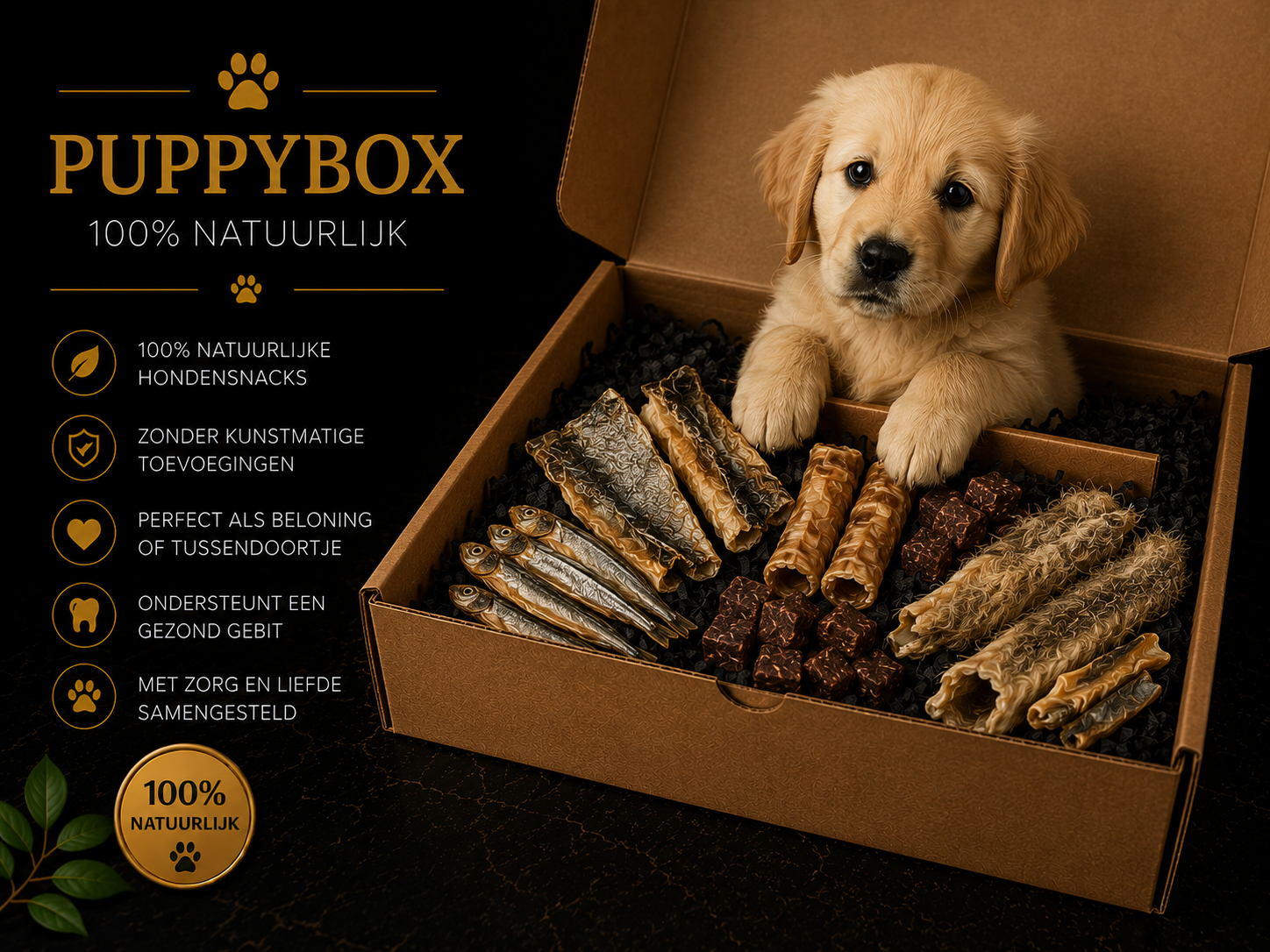 Snack box - Puppybox - 100% Natuurlijk