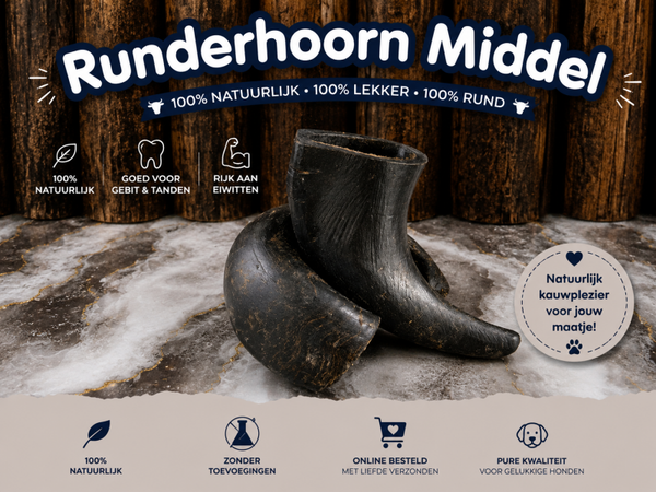 runderhoorn middel - 100% natuurlijke hondensnack