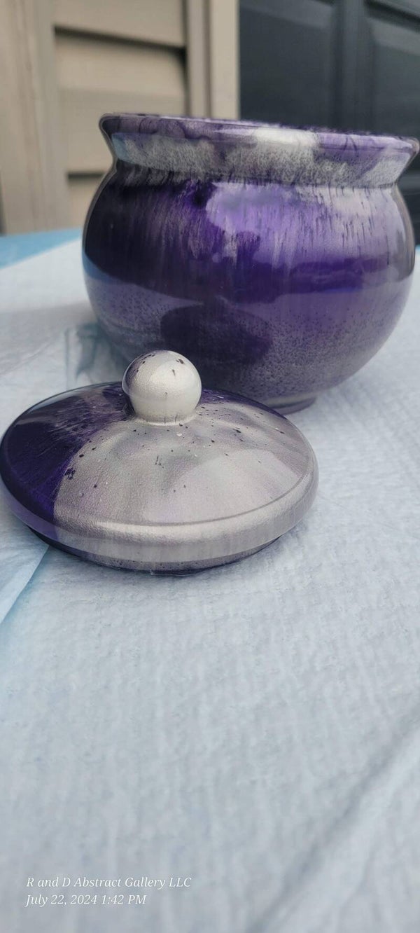 Elegant Purple Silver Large Storage Jar with Lid