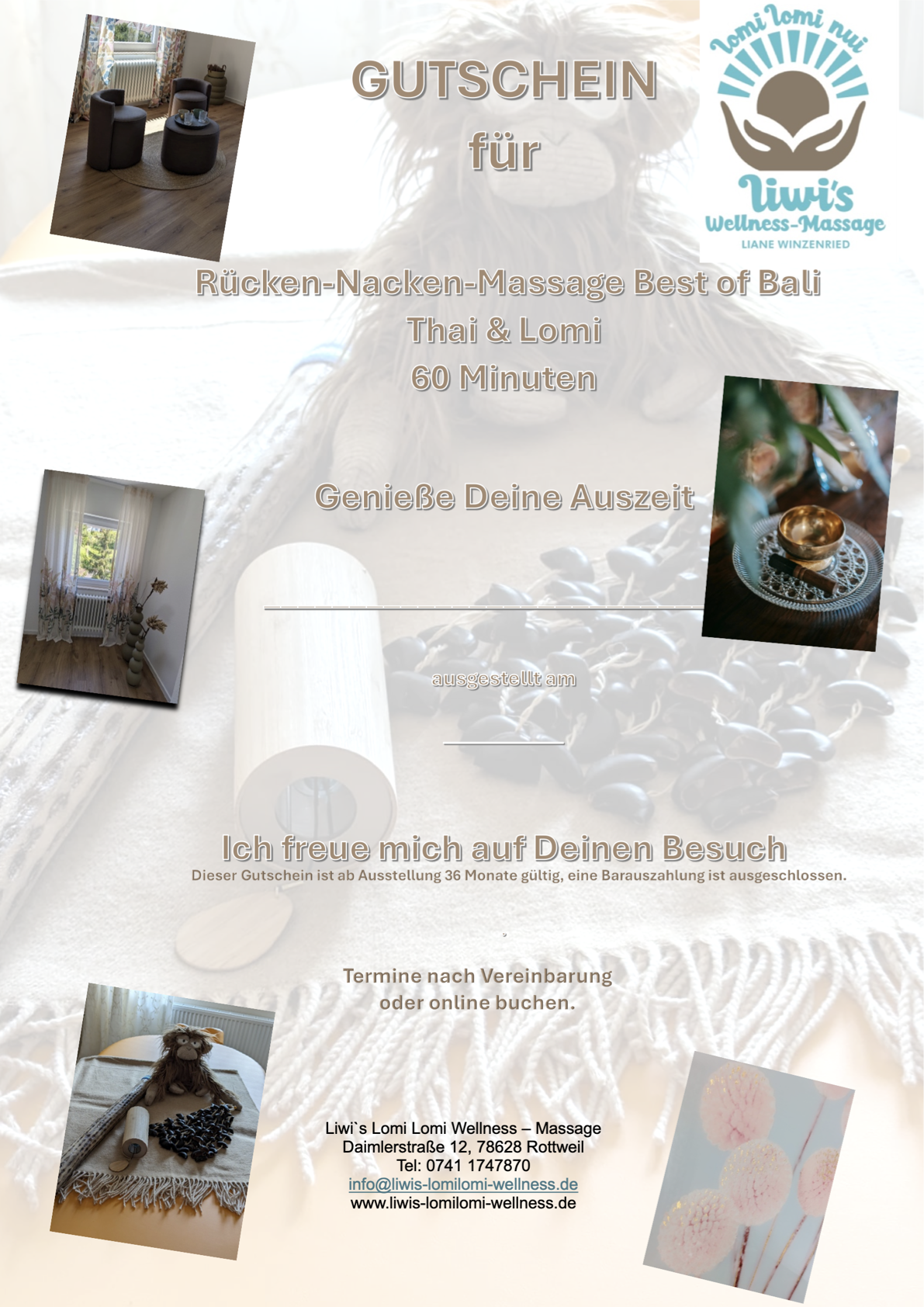 Gutschein - 60 Minuten Rücken-Nacken-Massage Best of Bali, Thai und Lomi