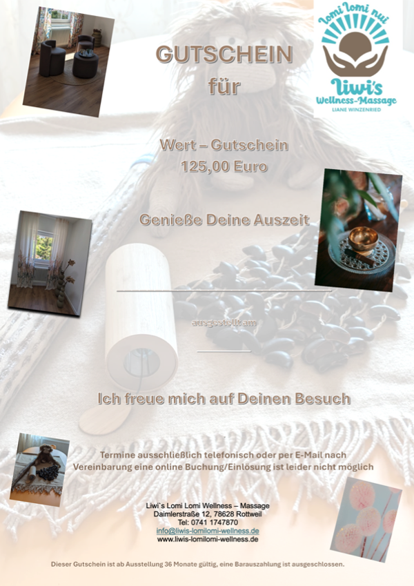 Wert - Gutschein 125,00 Euro