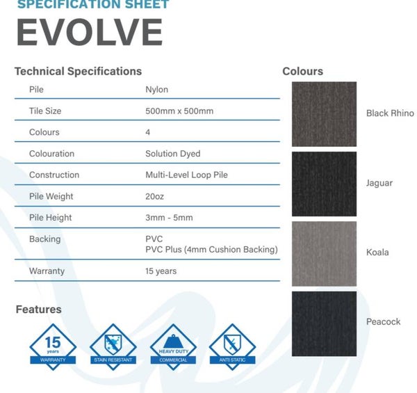 Evolve 4mm carpet tile